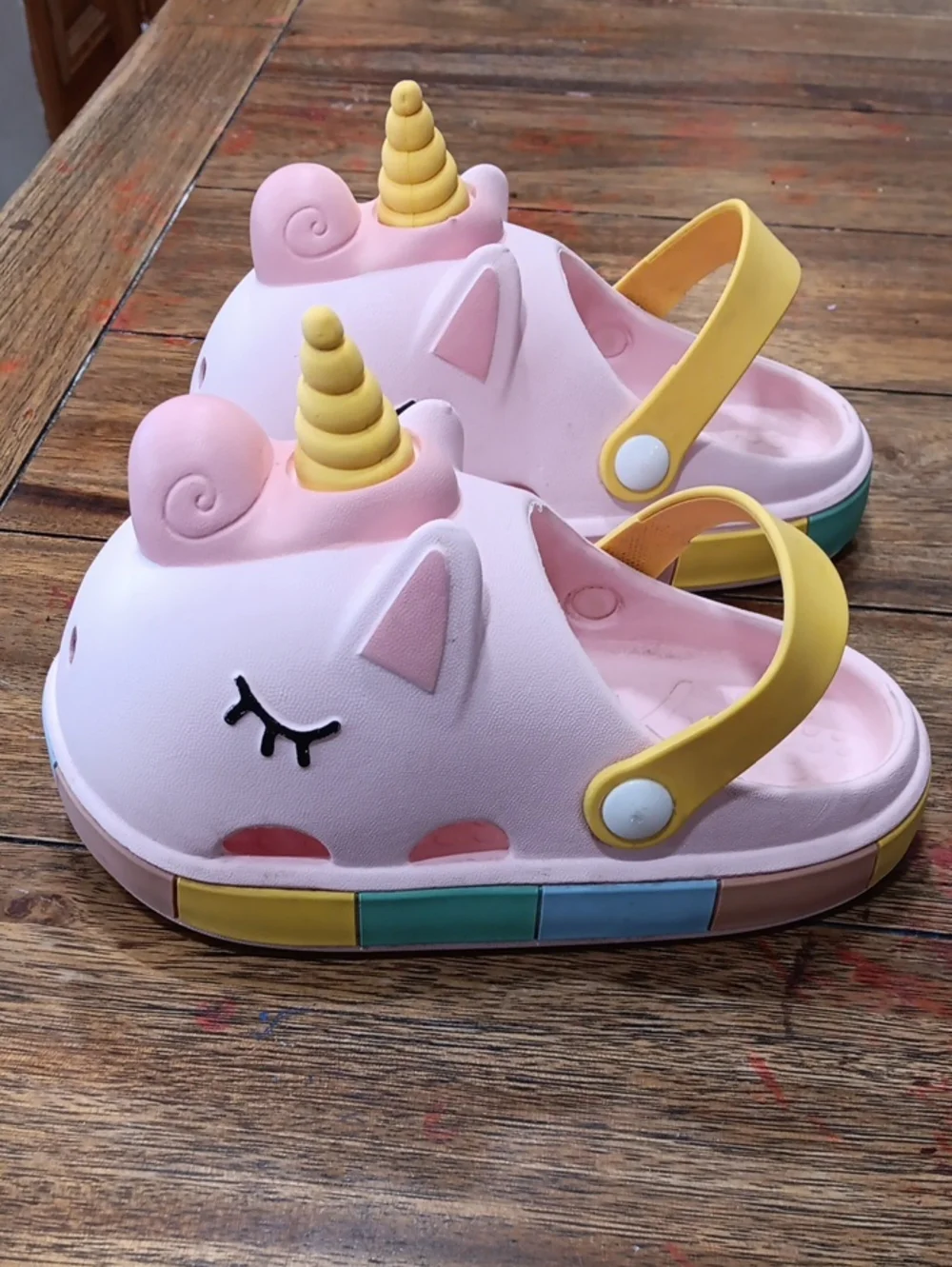 Kids Unicorn Clog Sandals - Pink and Yellow